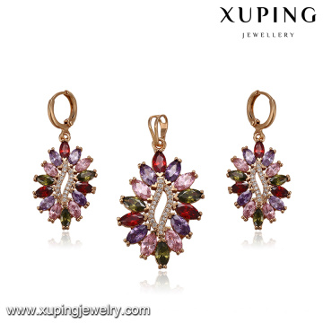 64216 Xuping woman jewellery new arrival top quality piercing colorful gold jewelry set